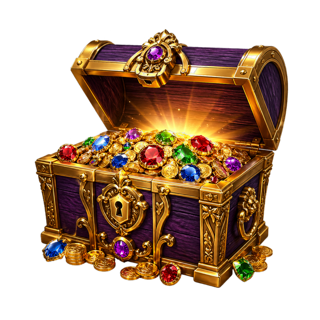 Magiczny skarbiec ze złotem i klejnotami